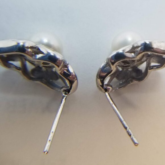 Freshwater White Pearl Sterling Silver Filigree Post Earrings NWT - Picture 6 of 8